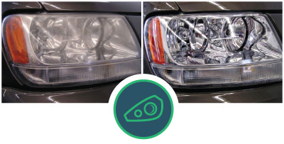 before and after of headlight restoration